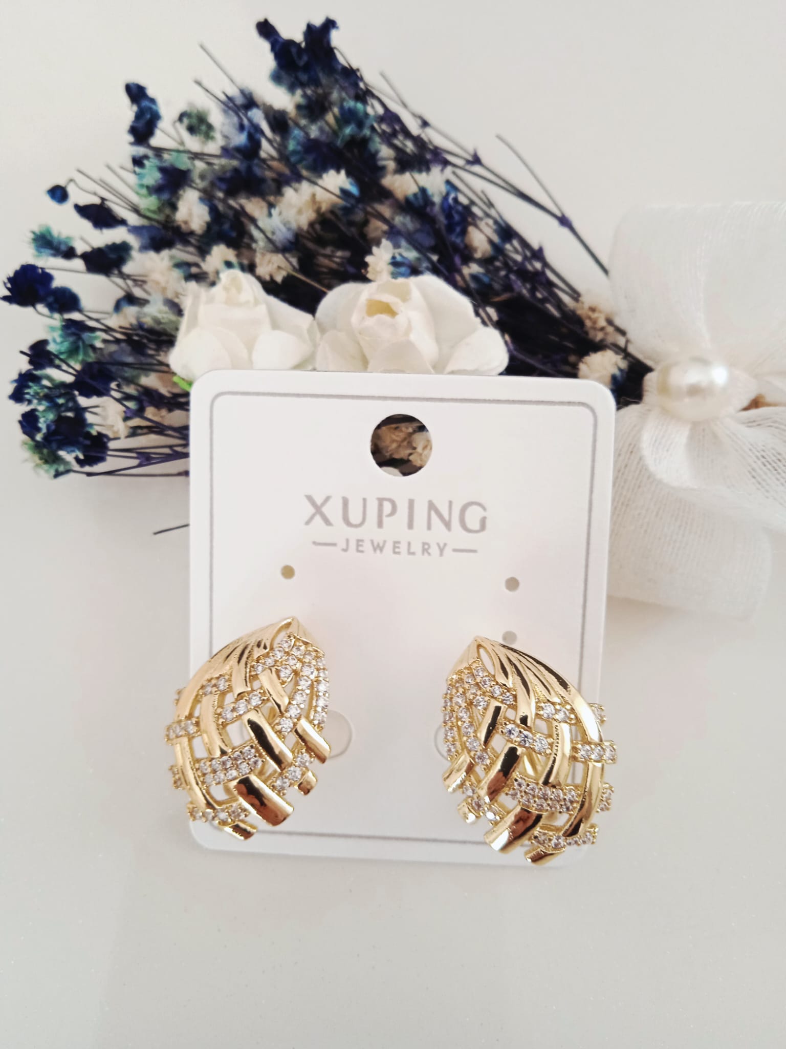 XUPING Küpe - Kafes Tasarımlı ve Zirkon Taşlı